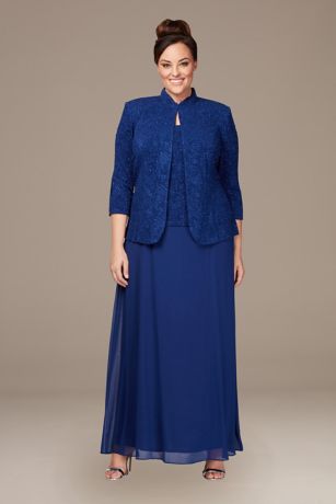 Glitter Knit Dress and Jacket Plus Size Set | David's Bridal